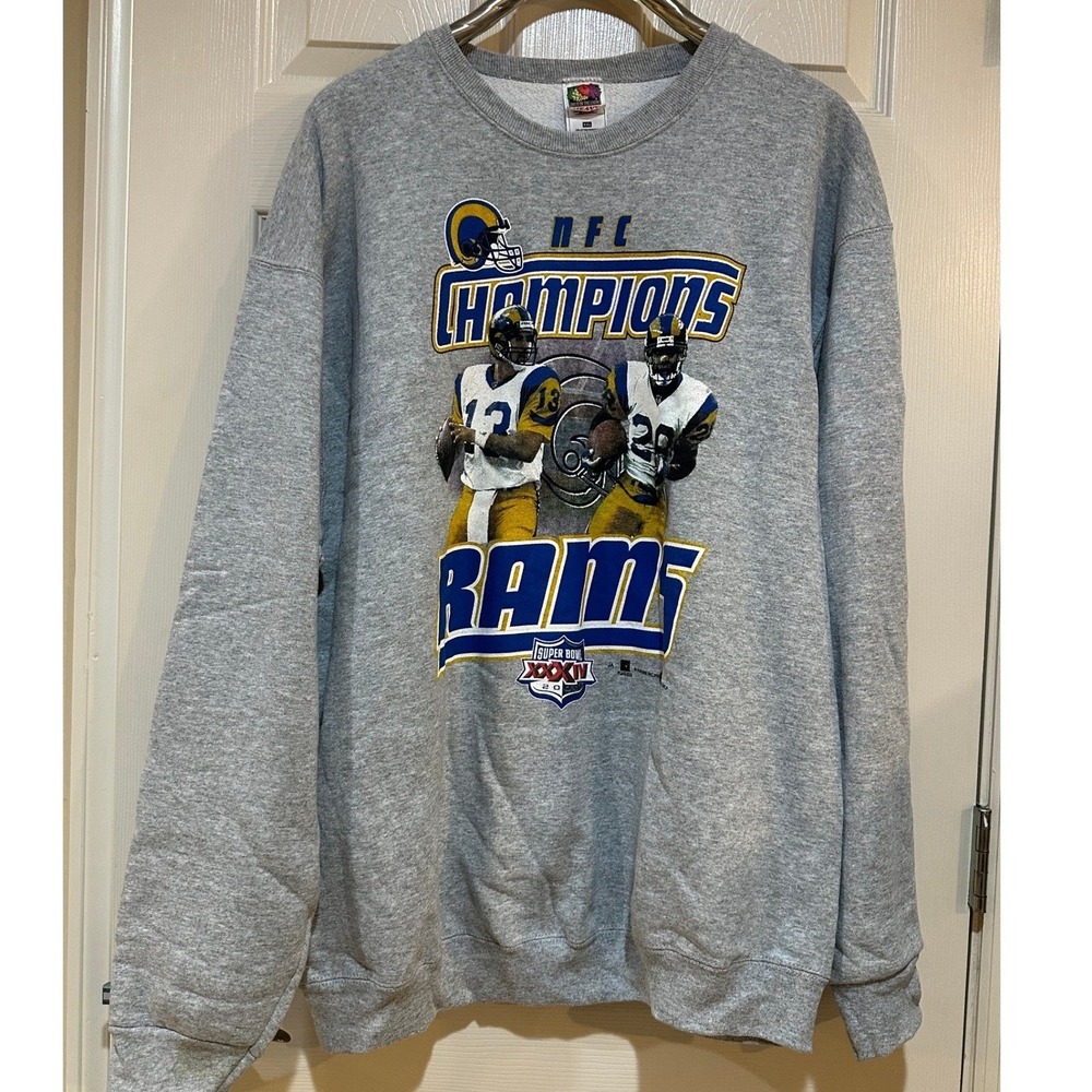 Vintage St Louis Rams NFC Champions Super Bowl XXXIV Sweatshirt XXL Warner Faulk